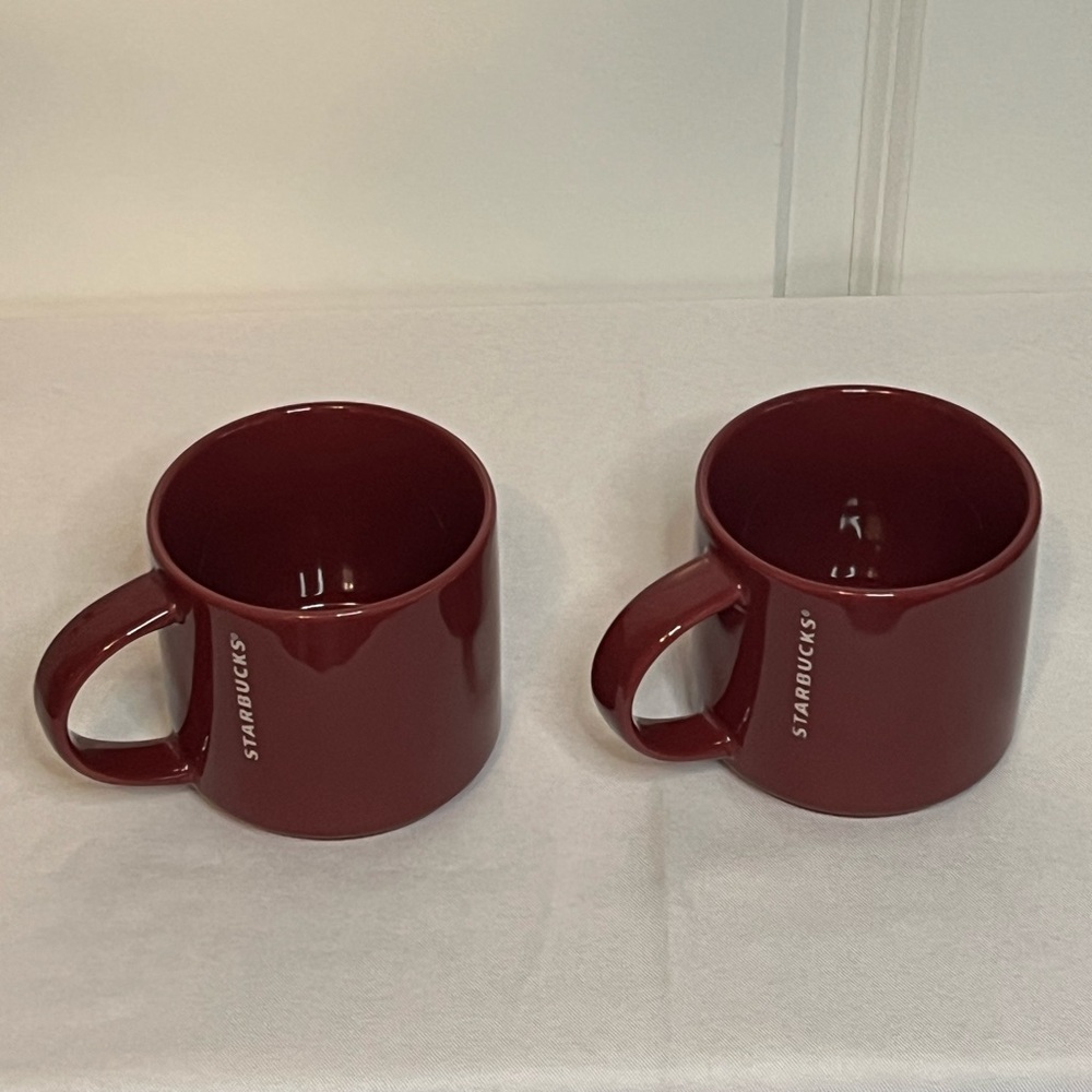 Starbucks 2013 14 oz Burgundy Stackable Mug Pair